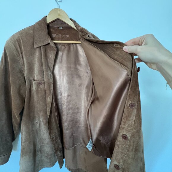 90s Vintage Suede Leather Jacket / Overshirt - Picture 7 of 11